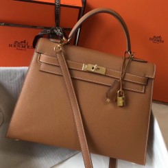Imitation Hermes Kelly 32cm Bag In Gold Epsom Leather GHW HD966fw56