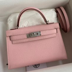 Imitation Hermes Kelly Mini II Sellier Handmade Bag In Rose Sakura Epsom Calfskin HD1143jf20