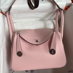 Imitation Hermes Lindy 26 Handmade Bag In Rose Sakura Swift Calfskin HD1401uq94