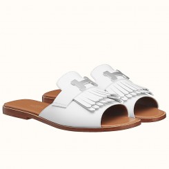 Knockoff Hermes Auteuil Sandals In White Calfskin HD35kD96