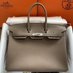 Knockoff Hermes Birkin 35 Retourne Handmade Bag In Taupe Clemence Leather HD242no73