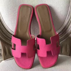 Luxury Hermes Oran Sandals In Rose Red Epsom Leather HD1707UF26