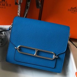 Replica Designer Hermes Mini Sac Roulis 18cm Bag In Blue Hydra Evercolor Calfskin HD1600sk97