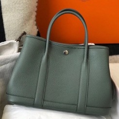 Replica Fashion Hermes Garden Party 36 Bag In Vert Amande Clemence Leather HD660iF13