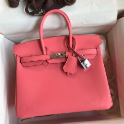 Replica Hermes Birkin 25 Retourne Handmade Bag In Rose Lipstick Swift Calfskin HD107Os19