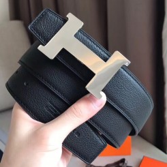 Replica Hermes Constance Belt Buckle & Black Clemence 38 MM Strap HD536iF81