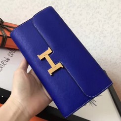 Replica Hermes Constance Long Wallet In Blue Electric Epsom Leather HD543Ix66