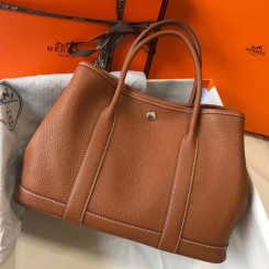 Replica Hermes Garden Party 30 Bag In Gold Taurillon Leather HD642it96
