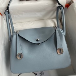 Replica Hermes Lindy 26 Handmade Bag In Blue Lin Evercolor Leather HD1383SV68
