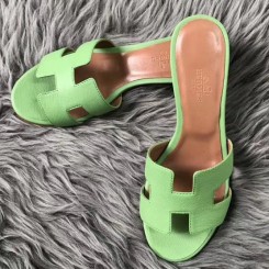 Replica Hermes Oasis Sandals In Vert Criquet Epsom Leather HD1640BH97