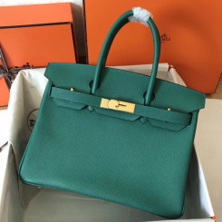 Top Hermes Birkin 30 Handmade Bag In Malachite Epsom Leather HD1478eo14