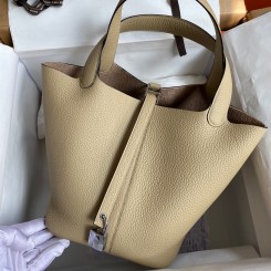 Top Hermes Picotin Lock 22 Handmade Bag in Trench Clemence Leather HD1883gZ83