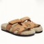 Cheap Hermes Women's Chypre Sandals in Beige Suede with Shearling HD2075KX51