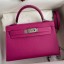 Copy 1:1 Hermes Kelly Mini II Sellier Handmade Bag In Rose Purple Epsom Calfskin HD1139xD64