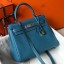 Copy Hermes Kelly 25cm Retourne Bag In Blue Jean Clemence Leather HD897Sz74