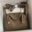 Copy Hermes Mini Lindy Handmade Bag In Taupe Clemence Leather HD1593nF79