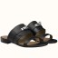 Fake Hermes Avenue Sandals In Black Calfskin HD36DV93