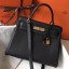 Fake Hermes Kelly 32cm Bag In Black Clemence Leather GHW HD956kw88