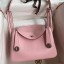 Fake Hermes Lindy 26 Handmade Bag In Rose Sakura Clemence Leather HD1400DV93