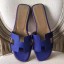 Fake Hermes Oran Sandals In Blue Epsom Leather HD1666zR45