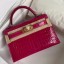 Fake Luxury Hermes Kelly Mini II Handmade Bag In Rose Red Alligator Crocodile HD1952uE99