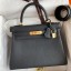 Fashion Hermes Kelly Retourne 28 Handmade Bag In Black Clemence Leather HD1240ur96