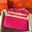 First-class Quality Hermes Birkin 30 Handmade Bag In Rose Red Ostrich Skin HD1955fm32