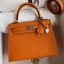 First-class Quality Hermes Kelly Sellier 25 Handmade Bag In Orange Epsom Calfskin HD1306xO55