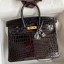 Hermes Birkin 25 Handmade Bag In Black Crocodile Niloticus Shiny Skin HD64sg71