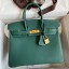 Hermes Birkin 25 Handmade Bag In Malachite Clemence Leather HD1475pA42