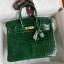 Hermes Birkin 25 Handmade Bag In Malachite Crocodile Niloticus Shiny Skin HD65mF22