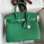 Hermes Birkin 25 Retourne Handmade Bag In Vert Vertigo Clemence Leather HD113dV68