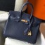 Hermes Birkin 25cm Bag In Navy Blue Clemence Leather GHW HD131zS17
