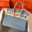 Hermes Birkin 30 Handmade Bag In Blue Lin Clemence Leather HD329QF99