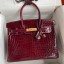 Hermes Birkin 30 Handmade Bag In Bordeaux Crocodile Niloticus Shiny Skin HD145Av26