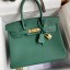 Hermes Birkin 30 Retourne Handmade Bag In Malachite Clemence Leather HD184yx89