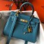 Hermes Kelly 20cm Bag In Blue Jean Clemence Leather GHW HD872DS71