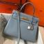 Hermes Kelly 28cm Bag In Blue Lin Clemence Leather GHW HD930Ul96