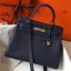 Hermes Kelly 28cm Bag In Dark Blue Clemence Leather PHW HD934ot97
