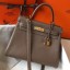 Hermes Kelly 28cm Bag In Taupe Grey Clemence Leather GHW HD946tg76