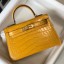 Hermes Kelly Mini II Bag In Yellow Embossed Crocodile Leather HD1075QN24
