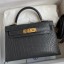 Hermes Kelly Mini II Sellier Handmade Bag In Graphite Matte Alligator Leather HD1116AM45