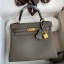 Hermes Kelly Retourne 25 Handmade Bag In Etain Clemence Leather HD1226cf57