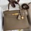 Hermes Kelly Retourne 28 Handmade Bag In Taupe Clemence Leather HD1256Pu45