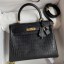 Hermes Kelly Sellier 25 Handmade Bag In Black Crocodile Niloticus Matte Skin HD1283tH43