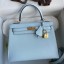 Hermes Kelly Sellier 25 Handmade Bag In Celeste Epsom Calfskin HD1294Gv83