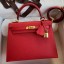 Hermes Kelly Sellier 25 Handmade Bag In Red Epsom Calfskin HD1308qD73