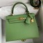 Hermes Kelly Sellier 25 Handmade Bag In Vert Criquet Epsom Calfskin HD1318De45