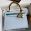 Hermes Kelly Sellier 25 Tricolor Bag in Blue/Green/SesameEpsom Calfskin HD1321Oq54
