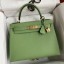 Hermes Kelly Sellier 28 Handmade Bag In Vert Criquet Epsom Calfskin HD1352QF99